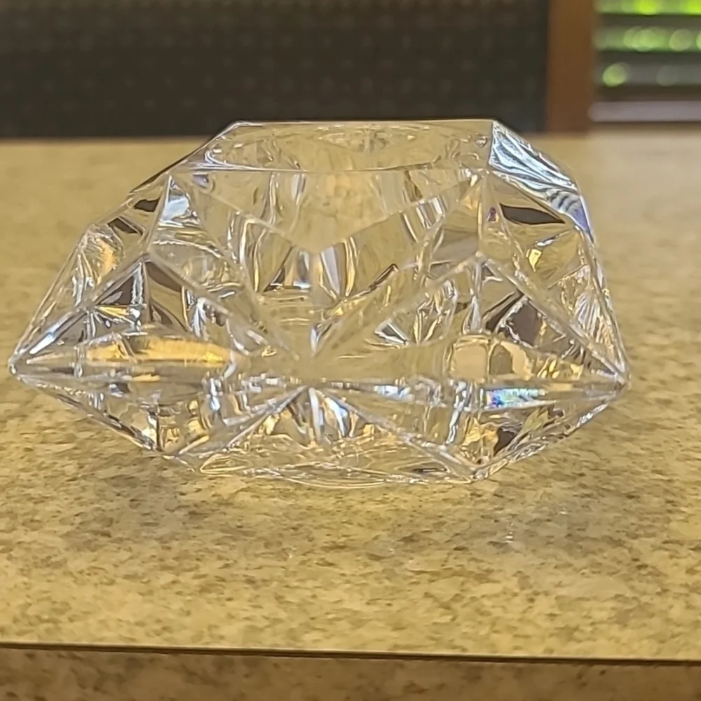 Chunky Heavy LCrystal Square Candle Holder